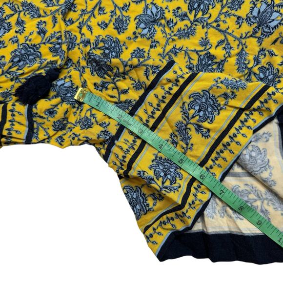 J.JILL Blue Yellow French Provençal Floral Rayon Shorts Medium Womens Pull On - Picture 7 of 7